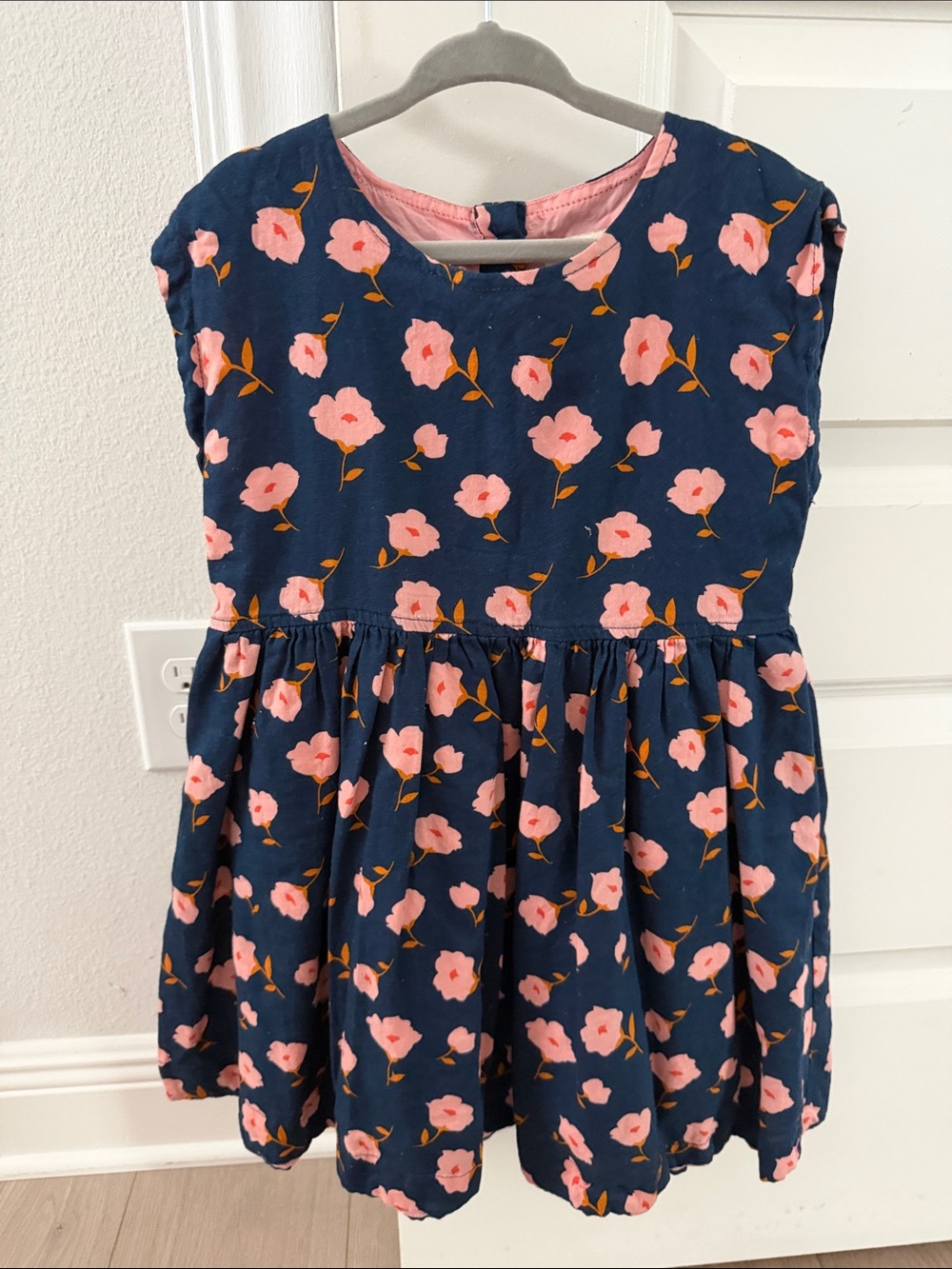 Pink Chicken Navy Dress with Pink Floral Print